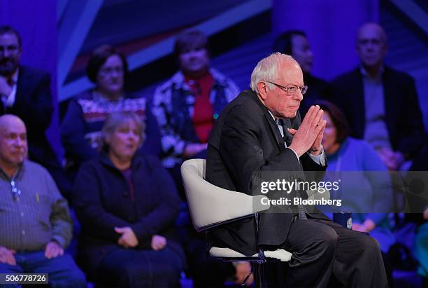 Senator Bernie Sanders, an independent from Vermont and 2016 Democratic presidential candidate, looks on during a Democratic Town Hall event in Des...