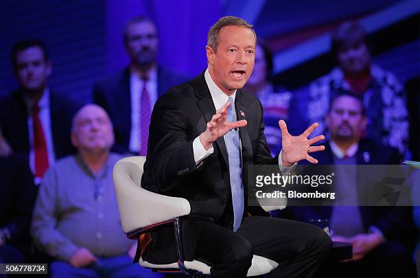 Martin O'Malley, former governor of Maryland and 2016 Democratic presidential candidate, speaks during a Democratic Town Hall event in Des Moines,...