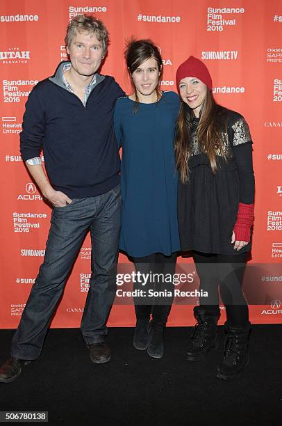 Director Thorsten Schutte, Estelle Fialon, and Moon Zappa attend the "Eat That Question: Frank Zappa In His Own Words" Premiere at Prospector Square...