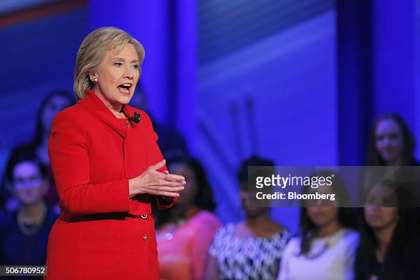 Hillary Clinton, former Secretary of State and 2016 Democratic presidential candidate, speaks during a Democratic Town Hall event in Des Moines,...