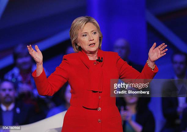 Hillary Clinton, former Secretary of State and 2016 Democratic presidential candidate, speaks during a Democratic Town Hall event in Des Moines,...