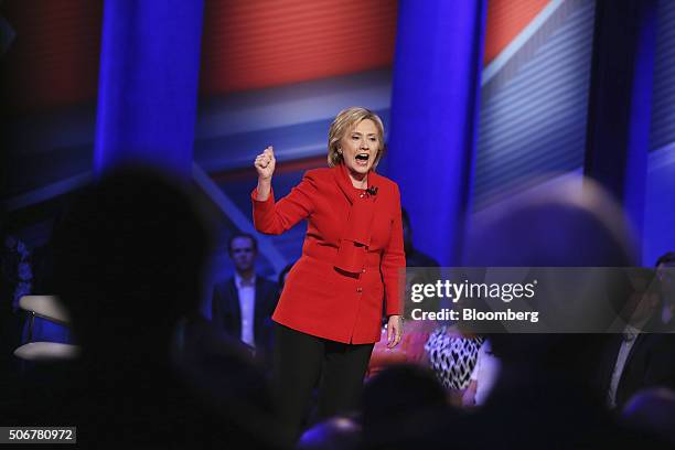 Hillary Clinton, former Secretary of State and 2016 Democratic presidential candidate, speaks while participating in a Democratic Town Hall event in...