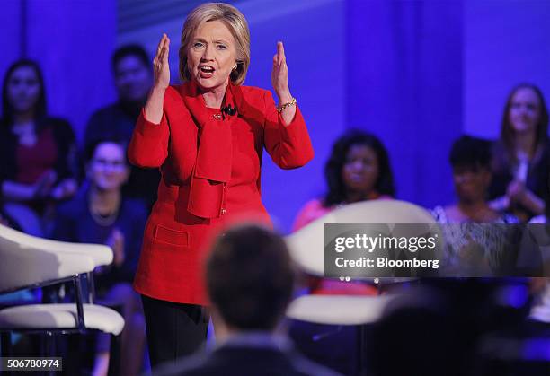 Hillary Clinton, former Secretary of State and 2016 Democratic presidential candidate, speaks during a Democratic Town Hall event in Des Moines,...