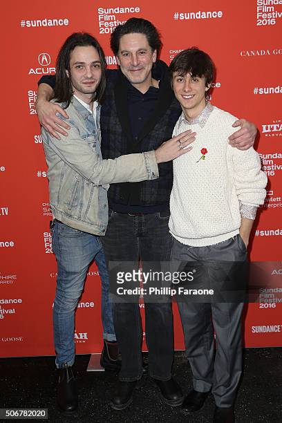 Director Miles Joris-Peyrafitte, actors Scott Cohen and Owen Campbell attend the "As You Are" Premiere during the 2016 Sundance Film Festival at...