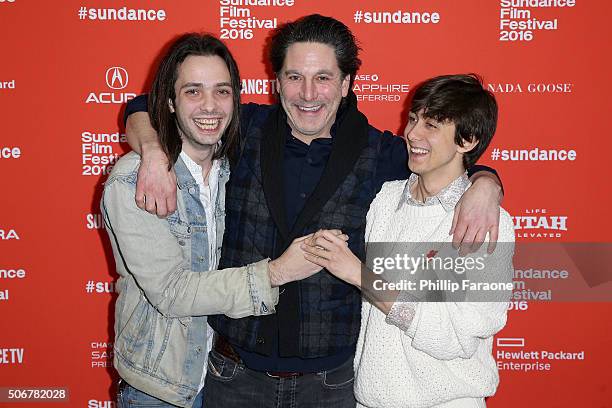 Director Miles Joris-Peyrafitte, actors Scott Cohen and Owen Campbell attend the "As You Are" Premiere during the 2016 Sundance Film Festival at...