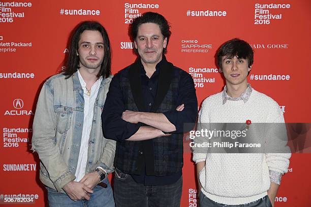 Director Miles Joris-Peyrafitte, actors Scott Cohen and Owen Campbell attend the "As You Are" Premiere during the 2016 Sundance Film Festival at...