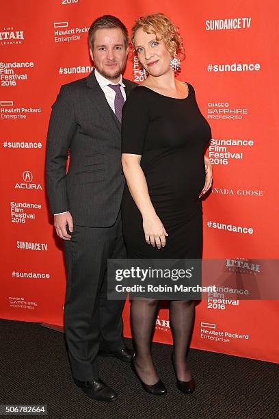 Derek Matteson and Joanna Matteson attend the "Suited" Premiere during the 2016 Sundance Film Festival at Temple Theater on January 25, 2016 in Park...