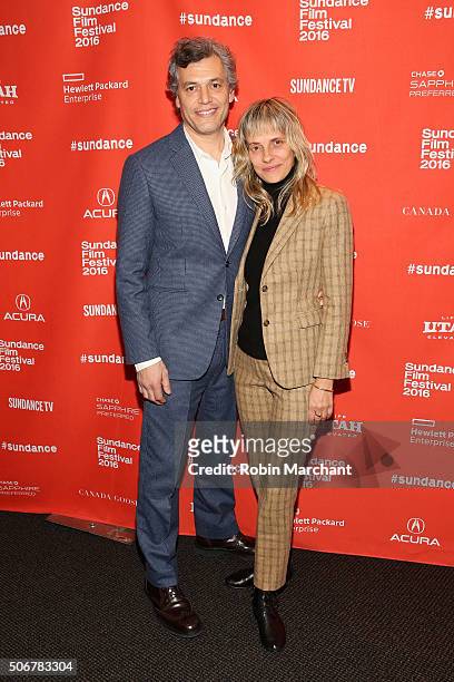 Jason Benjamin and a guest attends the "Suited" Premiere during the 2016 Sundance Film Festival at Temple Theater on January 25, 2016 in Park City,...
