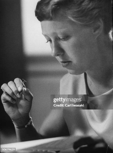 Aspiring astronaut Mary Wallace Funk, taking a personal preference test during Operation Venus.