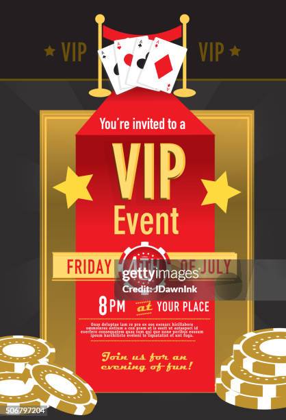 illustrations, cliparts, dessins animés et icônes de vip casino nuit invitation modèle de conception - casino party invitation