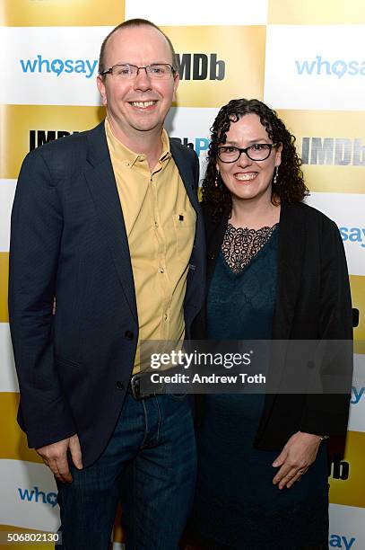 Founder and CEO of IMDb Col Needham and executive at IMDb Karen Needham attend a party, hosted by IMDb, celebrating Bryce Dallas Howard receiving an...