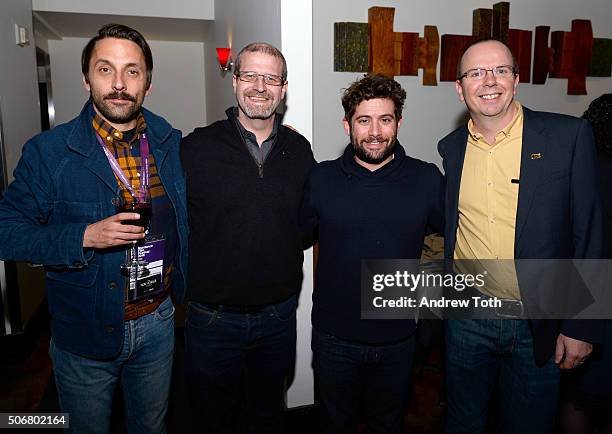 Ryan Andolina, IMDb's Keith Simanton, Head of Comedy at Amazon Studios Joe Lewis, and CEO of IMDb Col Needham attend a party, hosted by IMDb,...