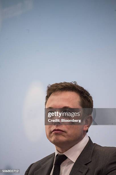 Billionaire Elon Musk, chief executive officer of Tesla Motors Inc., listens during the StartmeupHK Venture Forum in Hong Kong, China, on Tuesday,...