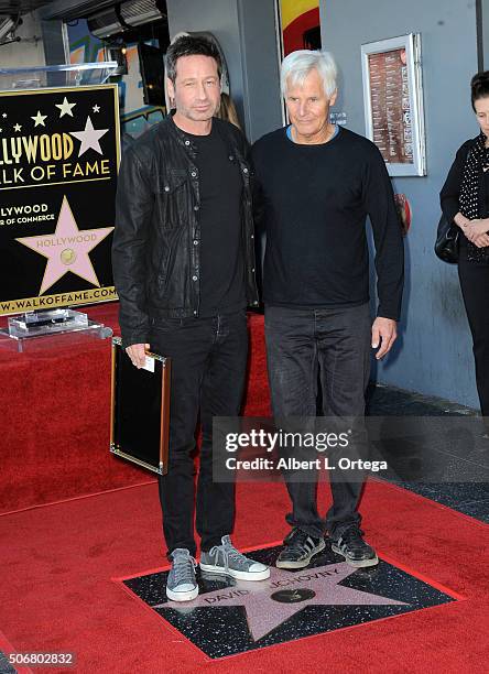 Actor David Duchovny and writer/director Chris Carter attend the star on the Hollywood Walk of Fame ceremony honoring David Duchovny held on January...