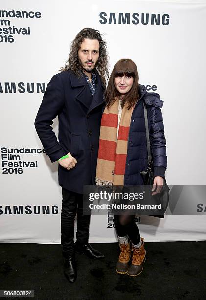 Recording artists Simon Rudston Brown and Melinda Kirwin of The Falls attend Samsung Supper Club featuring AlunaGeorge during The Sundance Film...