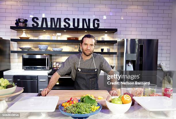 Chef Marcel Vigneron showcases Samsung Black Stainless Steel home appliances in the Samsung Studio Café during the Sundance Film Festival 2016 on...