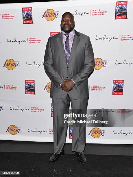 Former NBA player Shaquille O'Neal attends the 12th Annual Lakers All-Access Event at Staples Center on January 25, 2016 in Los Angeles, California.