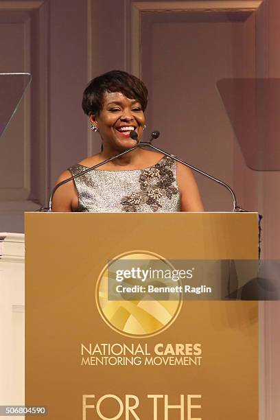 President of the Verizon Foundation and Vice President of Global Corporate Citizenship at Verizon, Rose Stuckey Kirk speaks onstage during "For the...