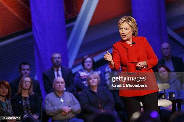 Hillary Clinton, former Secretary of State and 2016 Democratic presidential candidate, speaks during a Democratic Town Hall event in Des Moines,...