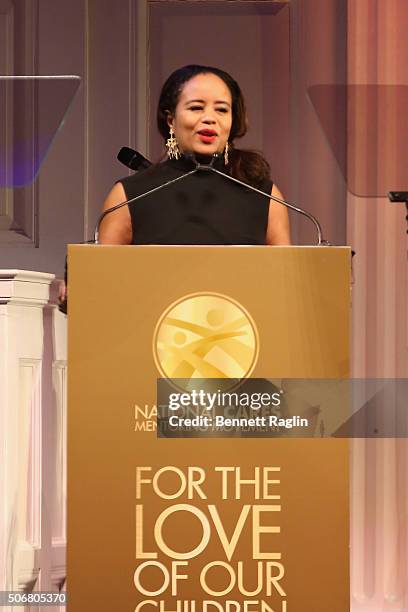 Executive Director at South Florida CARES Mentoring Movement, Tracey Robertson Carter speaks onstage during the "For the Love Of Our Children Gala"...