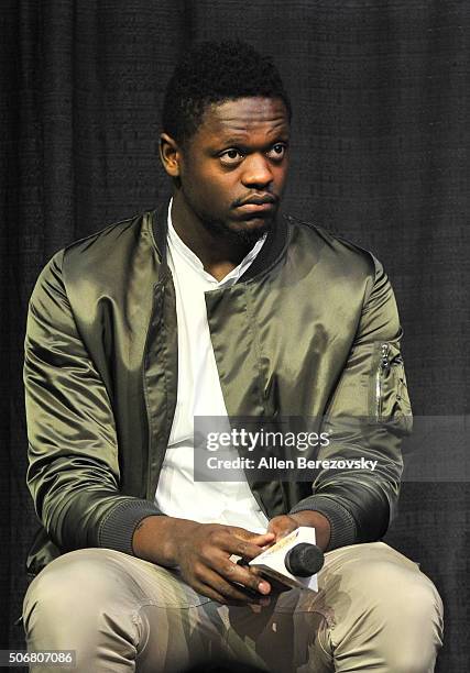 Player Julius Randle speaks during the 12th Annual Lakers All-Access event at Staples Center on January 25, 2016 in Los Angeles, California.