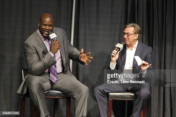 Retired NBA player Shaquille O'Neal and Announcer Bill Macdonald attended the 12th Annual Lakers All-Access at Staples Center on January 25, 2016 in...