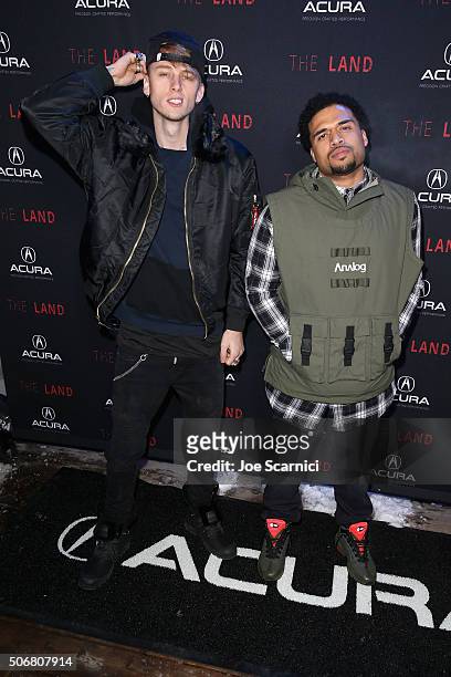 Machine Gun Kelly and Steven Caple Jr attend "The Land" party at The Acura Studio at Sundance Film Festival 2016 on January 25, 2016 in Park City,...