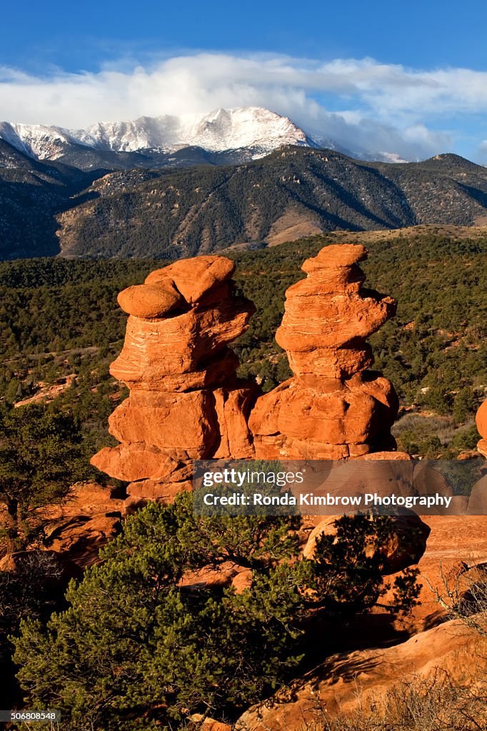 Pikes Peak and the Siamese Twins Rock Formations