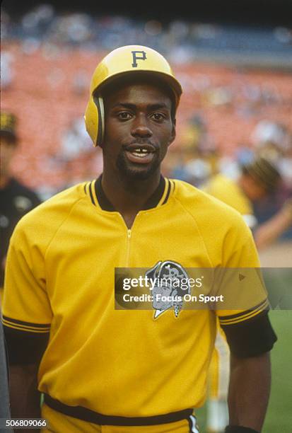 Marvell Wynne of the Pittsburgh Pirates looks on during batting practice prior to a Major League Baseball game against the New York Mets circa 1983...