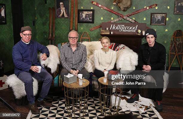 James Schamus,Tracy Letts,Sarah Gadon and Logan Lerman from the film 'Indignation' attend The Hollywood Reporter 2016 Sundance Studio At Rock &...