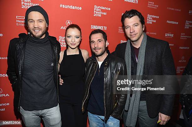 Chad Michael Murray, Francesca Eastwood, Luke Daniels, and Chris Ivancevic attend the "Outlaws & Angels" Premiere during the 2016 Sundance Film...