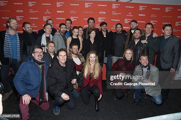 Cast and crew of "Outlaws & Angels" attends the "Outlaws & Angels" Premiere during the 2016 Sundance Film Festival at Library Center Theater on...