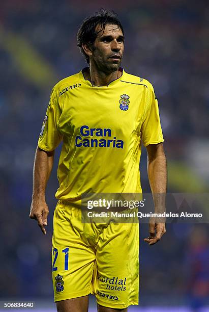 Juan Carlos Valeron of Las Palmas looks on during the La Liga match between Levante UD and UD Las Palmas at Ciutat de Valencia Stadium on January 25,...