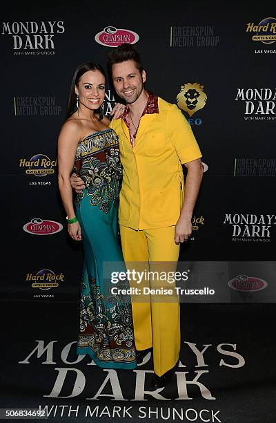 Emily Perucca and Shawn Perucca arrive at Mondays Dark: benefiting Clark County Injured Police Officers Fund at Vinyl in The Hard Rock Hotel and...