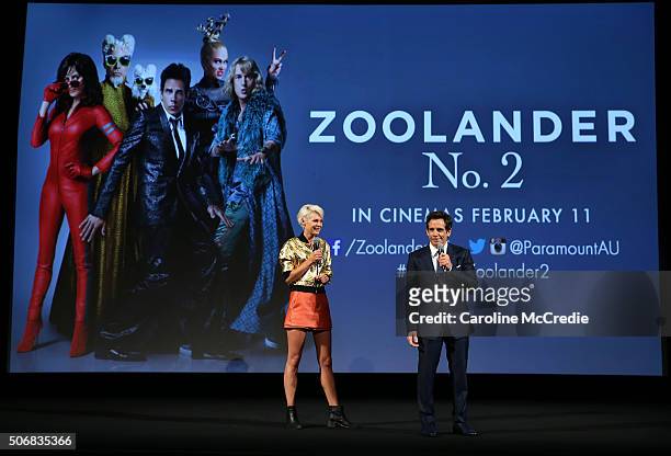 Ben Stiller and Kate Peck attend the Sydney Fan Screening Event of the Paramount Pictures film 'Zoolander No. 2' at the State Theatre on January 26,...