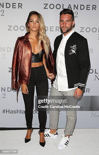 Aisha Jade and Travis Jake attend the Sydney Fan Screening Event of the Paramount Pictures film 'Zoolander No. 2' at the State Theatre on January 26,...