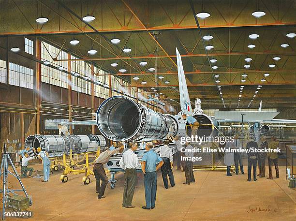 construction of the dh.98 mosquito fighter-bomber of world war ii. - world war ii stock-grafiken, -clipart, -cartoons und -symbole