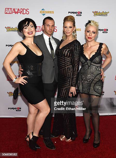 Adult film performers Siouxsie Q, Will Havoc, Madeline Marlow and Lorelei Lee attend the 2016 Adult Video News Awards at the Hard Rock Hotel & Casino...