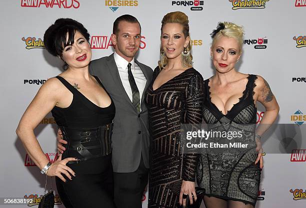 Adult film performers Siouxsie Q, Will Havoc, Madeline Marlow and Lorelei Lee attend the 2016 Adult Video News Awards at the Hard Rock Hotel & Casino...