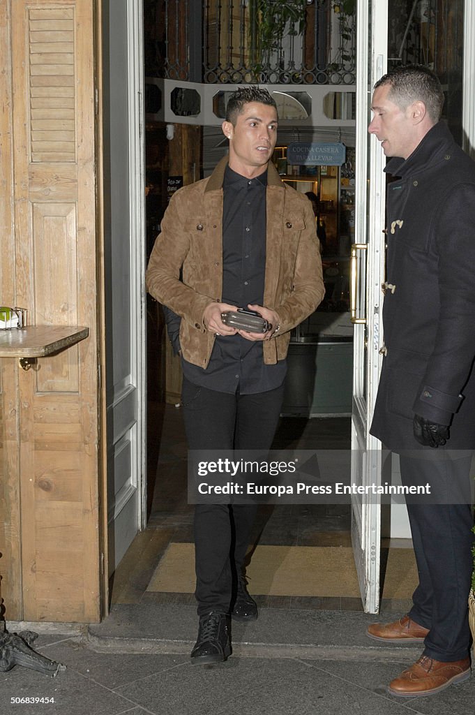 Cristiano Ronaldo and Jorge Mendes Sighting In Madrid - January 25, 2016