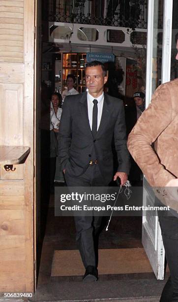 Real Madrid football player Cristiano Ronaldo's football agent Jorge Mendes is seen leaving Quintin Ultramarinos restaurant on January 25, 2016 in...