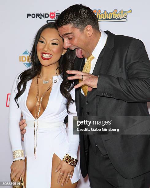 Adult film actress/director Asa Akira and adult film actor/director Tony Ribas attend the 2016 Adult Video News Awards at the Hard Rock Hotel &...