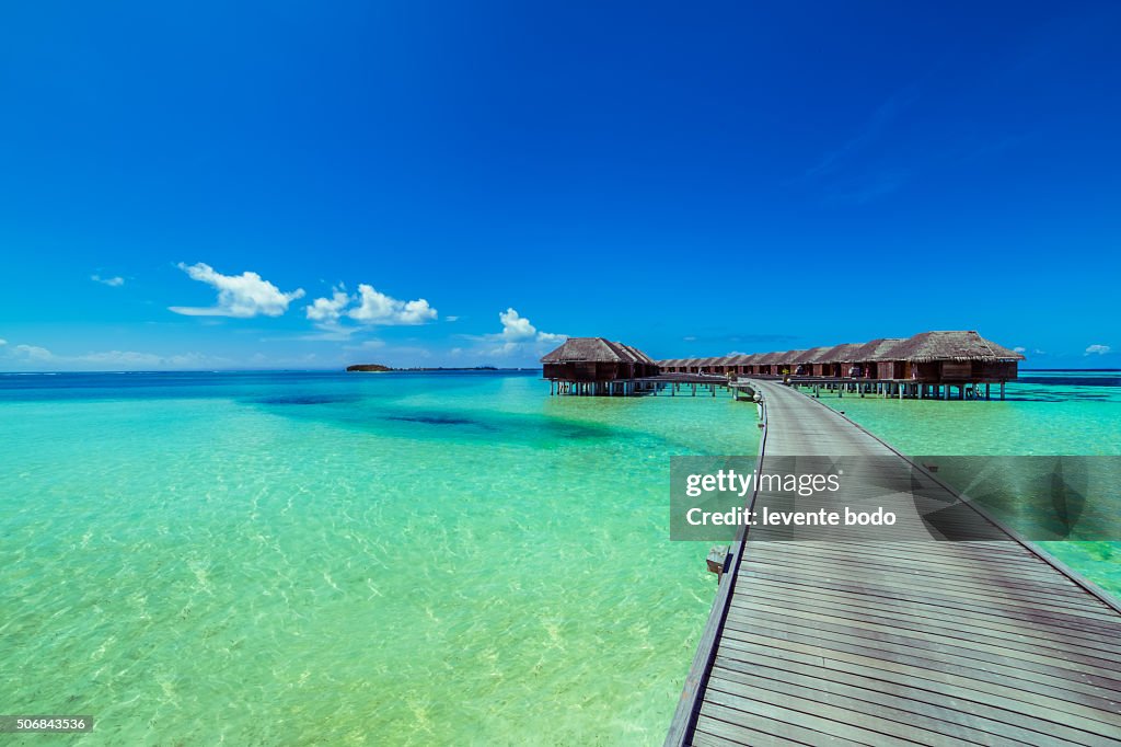 Beach in Maldives and blue lagoon