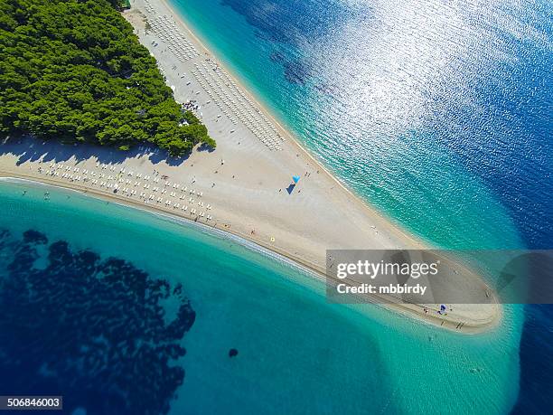 zlatni rat beach, bol, brac island, dalmatia, croatia - brac croatia stock pictures, royalty-free photos & images