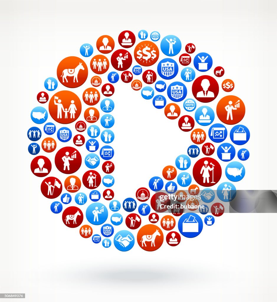 Play Button Vote and Elections USA Patriotic Icon Pattern