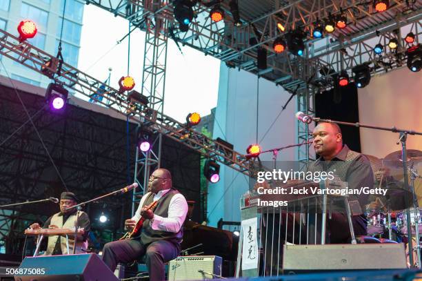 American Sacred Steel gospel group the Campbell Brothers perform the world premiere of 'A Sacred Steel Supreme' at the Lincoln Center Out of Doors...