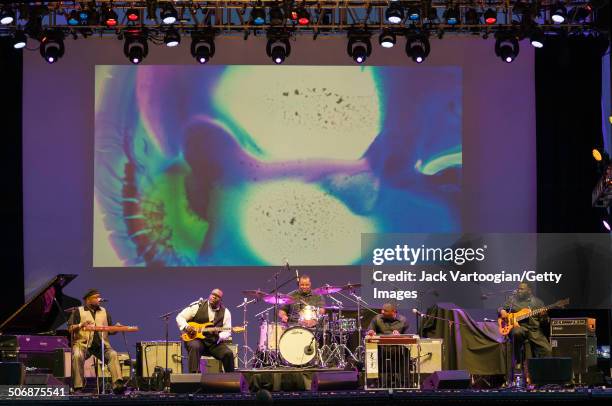 American Sacred Steel gospel group the Campbell Brothers perform the world premiere of 'A Sacred Steel Supreme' at the Lincoln Center Out of Doors...