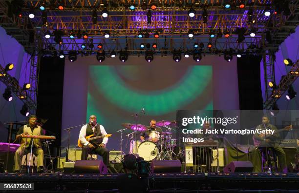 American Sacred Steel gospel group the Campbell Brothers perform the world premiere of 'A Sacred Steel Supreme' at the Lincoln Center Out of Doors...