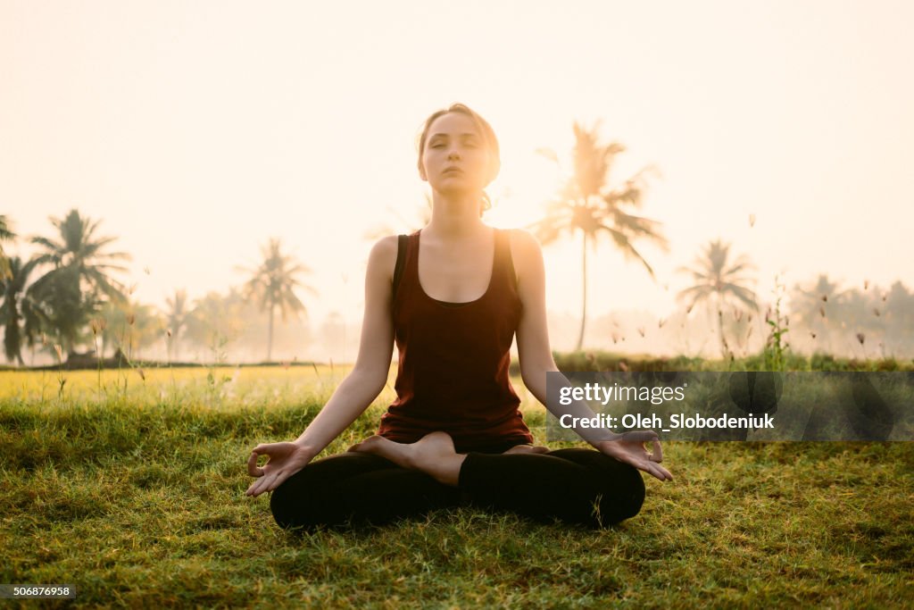 Yoga at the sunrise