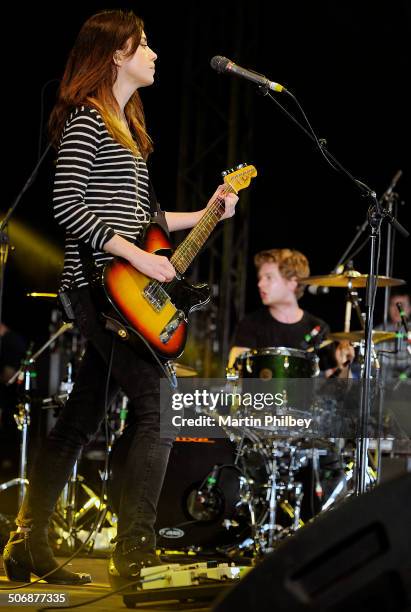 Laura-Mary Carter and Steven Ansell of Blood Red Shoes perform on stage at the Pyramid Rock Festival on 30th December 2012, in Melbourne Australia.